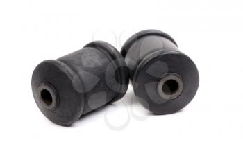 Set of two rubber bushings the car's suspension. Isolate on white.