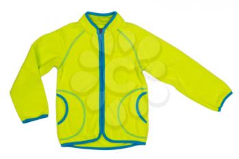 Green warm sports jacket on a white background