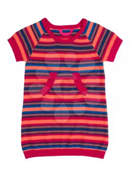 Striped baby dress. Isolate on white