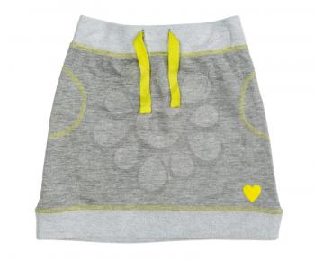 gray skirt with yellow laces on a white background