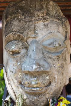 stone face close-up in Chiang Mai, Thailand