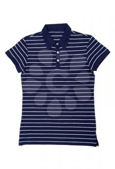 Fashionable blue striped polo shirt. Isolate on white background.