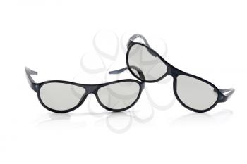 Two pairs of polarized 3D glasses for TV. Izolcht on white.