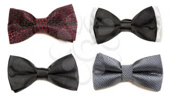 Collage of four bow tie isolated on a white background. Image made ​​up of several photos.