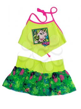 Bright green skirt and top for girls. Isolate on white.