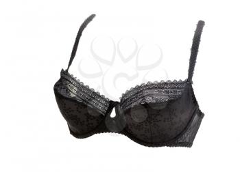 Black lace bra in volume. Isolate on white.