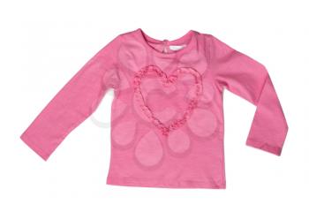 pink sweater with a pattern of hearts. Isolate on white.
