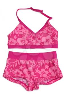 Pink swimsuit with a floral pattern. Isolate not white.