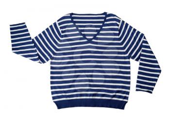 Blue striped wool sweater. Isolate on white background.