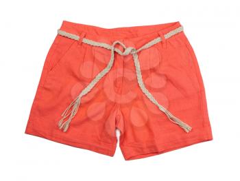 Bright coral shorts. Isolate on white.