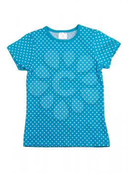 Blue shirt with white polka dots. Isolate on white