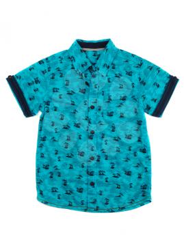 baby blue shirt with a pattern, isolate on white.