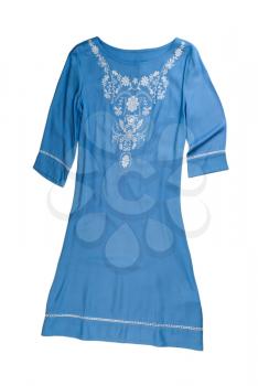 Women's blue nightgown. Isolate on white background.