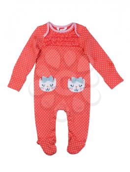 Orange rompers patterned cat. Isolate on white.