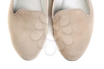pair of women's shoes light, noses. Isolate on white background.