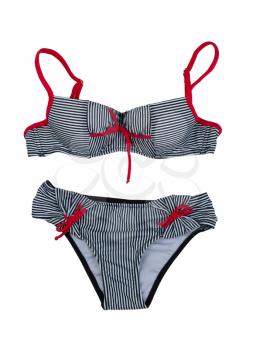 Striped swimsuit. Isolate on white