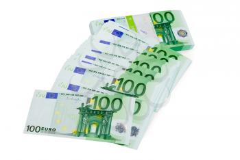 100 Euro money stack isolate on white background