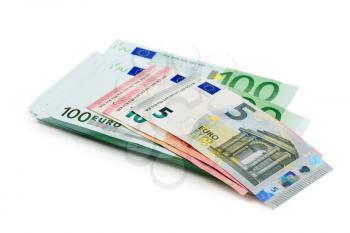 stack of euro banknotes on white isolate