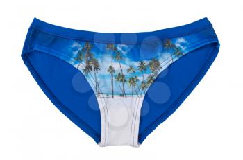 Blue shorts with a pattern, isolate on a white background, studio