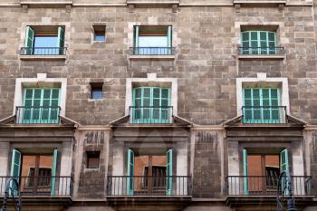 facade of the building with the old quarter of Palma de Mallorca