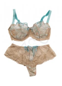 Beige set of lingerie, isolate on a white background