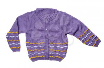 Knitted warm violet sweater. Isolate on white.