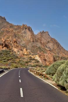 Road to volcano Teide in Tenerife island.