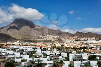 The town at the foot of the volcano in the Canary Islands. Tenerife. Spain.