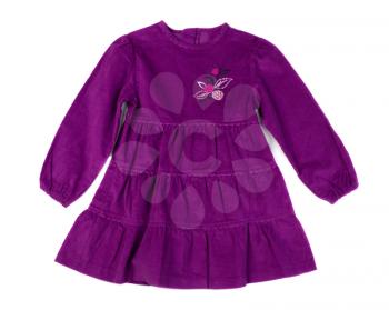 Baby purple velvet dress. Isolate on white