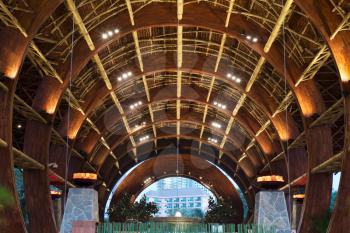 Most bamboo arch roof from the inside.
