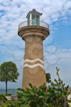 Lighthouse at Cape Pratamnak, Pattaya, Thailand on clear weather.
