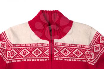 Wool red sweater. Isolate on white.