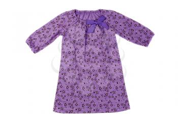 Purple cotton baby dress. Isolate on white.