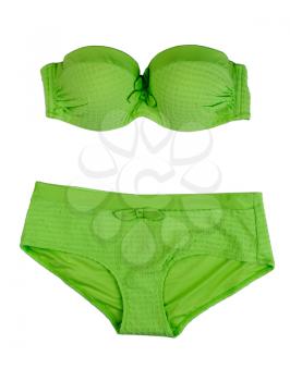 Green swimsuit. Isolate on white.