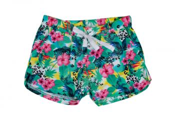 Colored women's shorts with a pattern. Isolate on white.