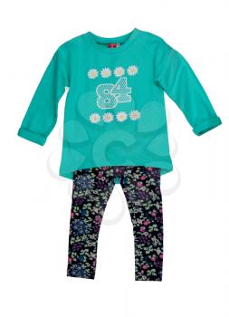 Children's T-shirt and pants. Isolate on white.