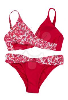 Set red swimsuit. Isolate on white.
