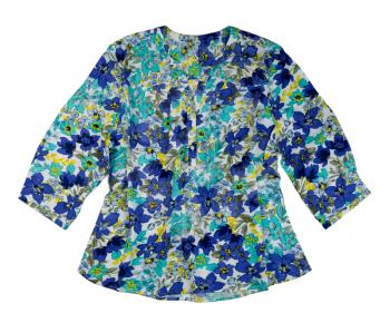 Women colored blouse with floral pattern. Isolate on white.