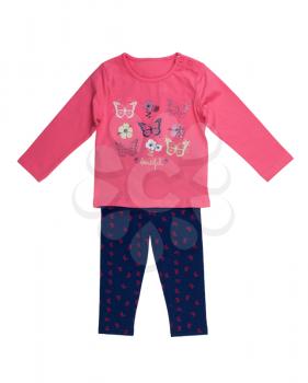 Children's jacket and pants set. Isolate on white.
