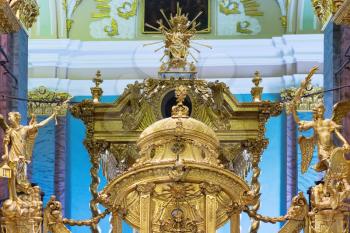 Golden church interior. St. Petersburg. Russia.