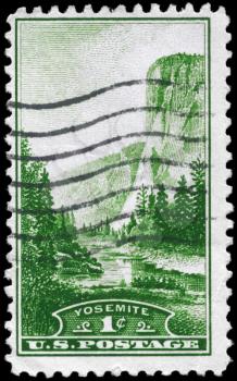 Royalty Free Photo of a 1934 US Stamp of EL Capitan Yosemite (California), National Parks Issue