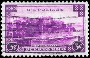 Royalty Free Photo of a 1937 US Stamp  of La Fortaleza, San Juan, Puerto Rico