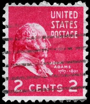 Royalty Free Photo of a 1938 US Stamp With a Portrait of a John Adams (1735-1826)