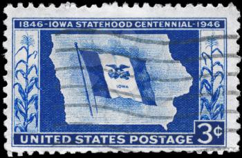 Royalty Free Photo of a 1946 US Stamp Devoted to Iowa Statehood Centenary