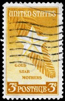 Royalty Free Photo of a 1948 Stamp of the Star and Palm Frond, Devoted to Honouring Mothers of Deceased Members of the US Armed Forces