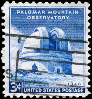 Royalty Free Photo of a 1948 US Stamp Shows the Palomar Mountain Observatory