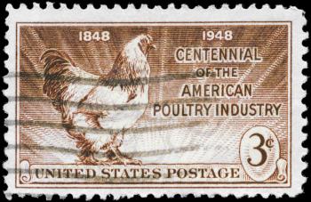 Royalty Free Photo of a 1944 US Stamp of the Light Brahma Rooster, Centenary of the American Poultry Industry