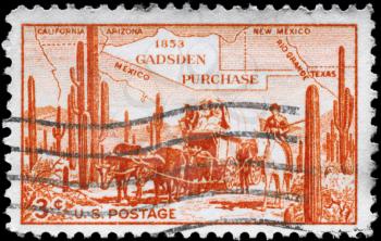 Royalty Free Photo of 1953 US Stamp Devoted to Centenary of James Gadsdens Purchase of Territory from Mexico