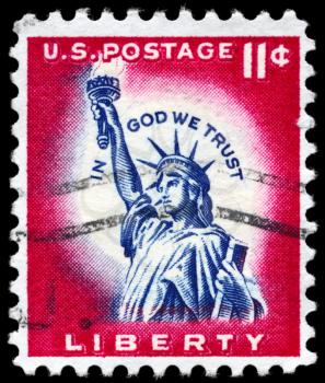 Royalty Free Photo of 1956 US Stamp Shows the Statue of Liberty