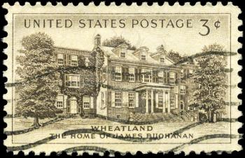 Royalty Free Photo of 1956 US Stamps Shows President Buchanan's Home, Wheatland, Lancaster, circa 1956